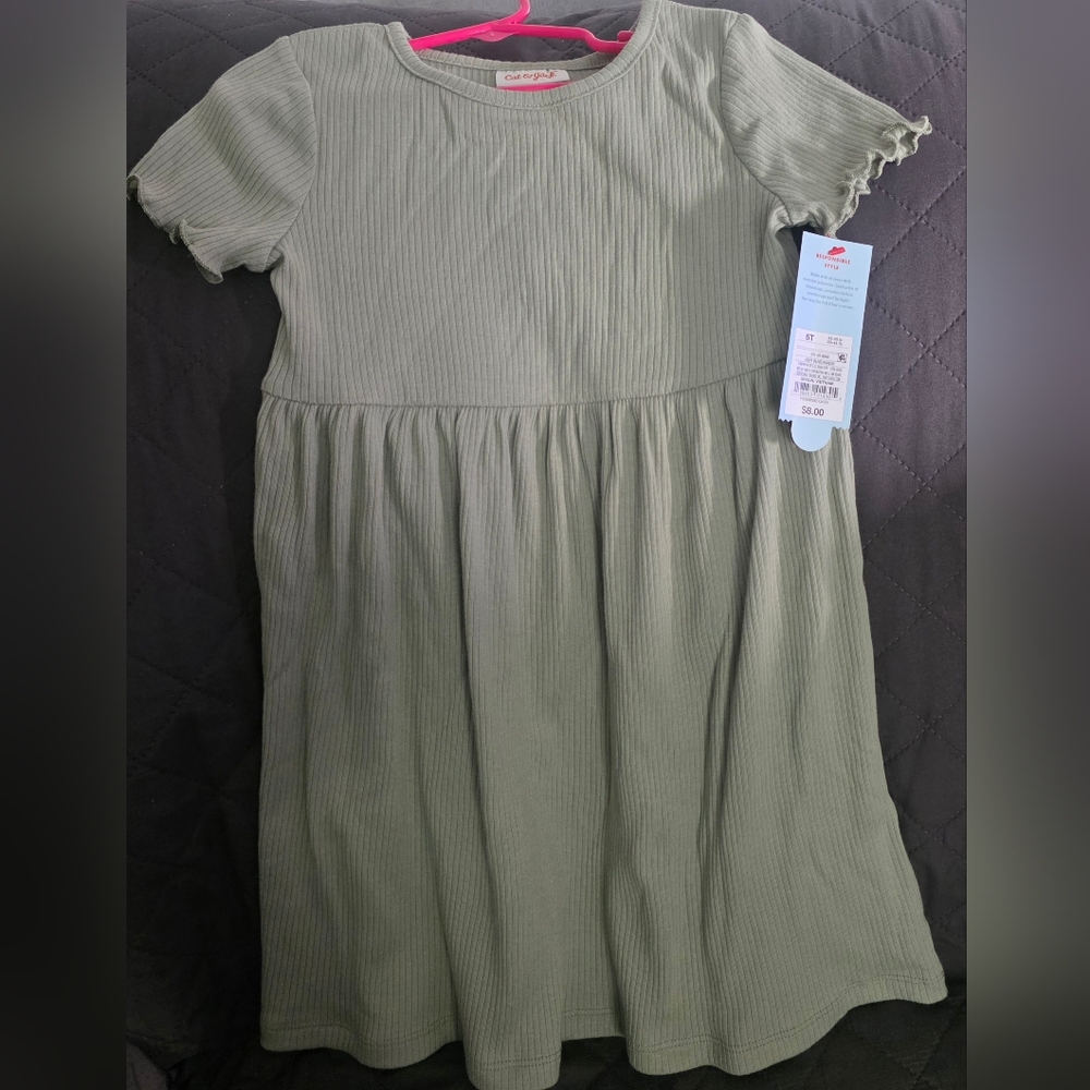 Girl's Light Olive Green Casual Dress